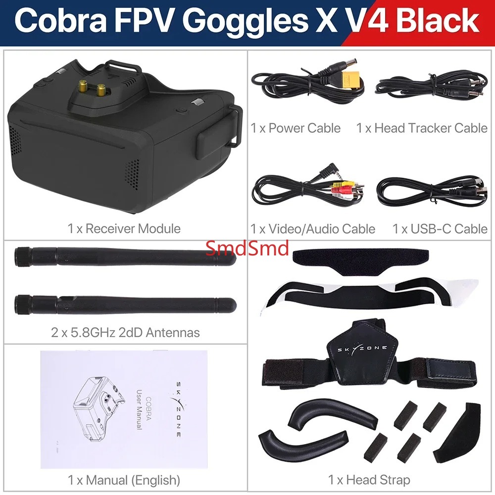 Cobra SD X V4 FPVビデオゴーグル 800x4 - Drone Racing Goggles のレビューと価格